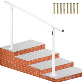 VEVOR Outdoor Stair Railing Kit, 5 FT Handrails 0-5 Steps, Adjustable Angle White Aluminum Stair Hand Rail for The Elderly