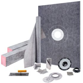 VEVOR Shower Curb Kit, 38"x60" Watertight Shower Curb Overlay with 4" PVC Central Bonding Flange, 4" Stainless Steel Grate